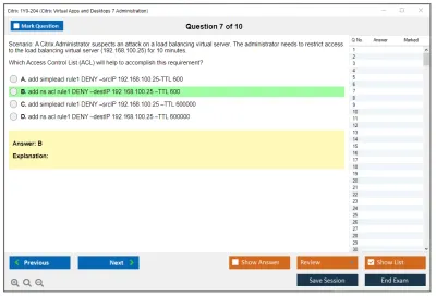 Citrix 1Y0-204 Citrix Virtual Apps and Desktops 7 Administration exam Practice test exam simulator test engine exam Prep practice test questions answers Image 7