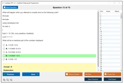 C++ Institute CPP C++ Certified Professional Programmer Practice test exam simulator test engine exam Prep practice test questions answers Image 13