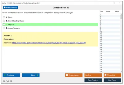Veritas VCS-325 Administration of Veritas Backup Exec 20.1 Practice test exam simulator test engine exam Prep practice test questions answers Image 8