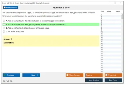 Oracle 1z0-1104-22 Oracle Cloud Infrastructure 2022 Security Professional Practice test exam simulator test engine exam Prep practice test questions answers Image 9
