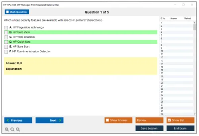HP HP2-H86 HP Managed Print Specialist Select 2019 Practice test exam simulator test engine exam Prep practice test questions answers Image 1
