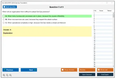 Exin DEVOPSF EXIN DevOps Foundation Practice test exam simulator test engine exam Prep practice test questions answers Image 5