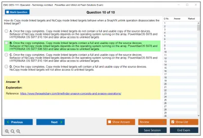 EMC DES-1111 Specialist - Technology Architect. PowerMax and VMAX All Flash Solutions Exam Practice test exam simulator test engine exam Prep practice test questions answers Image 10