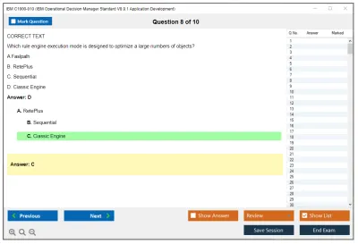 IBM C1000-010 IBM Operational Decision Manager Standard V8.9.1 Application Development Practice test exam simulator test engine exam Prep practice test questions answers Image 8