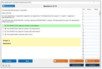 SAS Institute A00-211 SAS Base Programming for SAS 9 Practice test exam simulator test engine exam Prep practice test questions answers Image 2