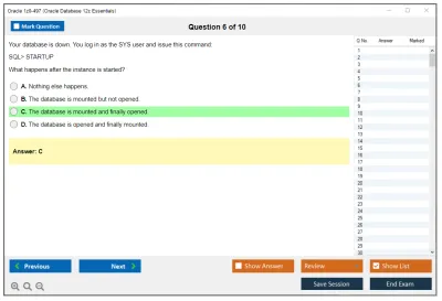 Oracle 1z0-497 Oracle Database 12c Essentials Practice test exam simulator test engine exam Prep practice test questions answers Image 6