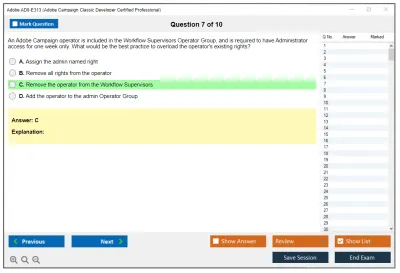 Adobe AD0-E313 Adobe Campaign Classic Developer Certified Professional Practice test exam simulator test engine exam Prep practice test questions answers Image 7