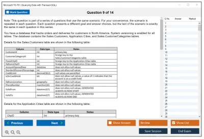 Microsoft 70-761 Querying Data with Transact-SQL Practice test exam simulator test engine exam Prep practice test questions answers Image 9