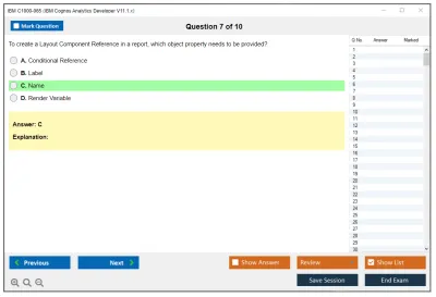 IBM C1000-065 IBM Cognos Analytics Developer V11.1.x Practice test exam simulator test engine exam Prep practice test questions answers Image 7