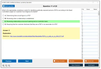 ACAMS CAMS Certified Anti-Money Laundering Specialist (6th Edition) Practice test exam simulator test engine exam Prep practice test questions answers Image 11