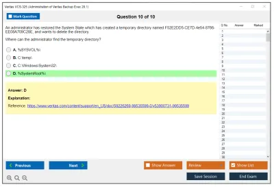 Veritas VCS-325 Administration of Veritas Backup Exec 20.1 Practice test exam simulator test engine exam Prep practice test questions answers Image 10