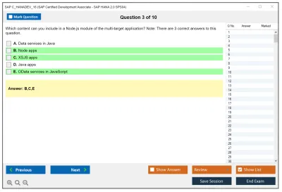 SAP C_HANADEV_16 SAP Certified Development Associate - SAP HANA 2.0 SPS04 Practice test exam simulator test engine exam Prep practice test questions answers Image 3