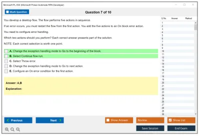 Microsoft PL-500 Microsoft Power Automate RPA Developer Practice test exam simulator test engine exam Prep practice test questions answers Image 7