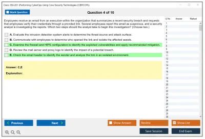 Cisco 350-201 Performing CyberOps Using Core Security Technologies (CBRCOR) Practice test exam simulator test engine exam Prep practice test questions answers Image 4