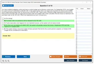 Oracle 1z0-1054-20 Oracle Financials Cloud: General Ledger 2020 Implementation Essentials Practice test exam simulator test engine exam Prep practice test questions answers Image 5