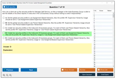 Oracle 1z0-548 Oracle E-Business Suite R12 Human Capital Management Essentials Practice test exam simulator test engine exam Prep practice test questions answers Image 7