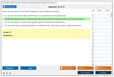BCS CISMP-V9 BCS Foundation Certificate in Information Security Management Principles V9.0 Practice test exam simulator test engine exam Prep practice test questions answers Image 10