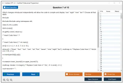 C++ Institute CPP C++ Certified Professional Programmer Practice test exam simulator test engine exam Prep practice test questions answers Image 7