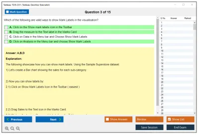 Tableau TDS-C01 Tableau Desktop Specialist Practice test exam simulator test engine exam Prep practice test questions answers Image 3