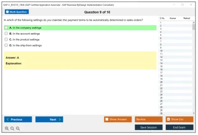 SAP C_BYD15_1908 SAP Certified Associate - SAP Business ByDesign Implementation Consultant Practice test exam simulator test engine exam Prep practice test questions answers Image 9