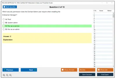 RSA 050-SEPRODLP-01 RSA Certified SE Professional in Data Loss Prevention Exam Practice test exam simulator test engine exam Prep practice test questions answers Image 2