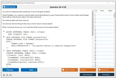 Microsoft DP-203 Data Engineering on Microsoft Azure Practice test exam simulator test engine exam Prep practice test questions answers Image 20