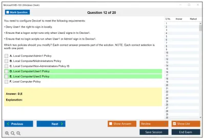 Microsoft MD-100 Windows Client Practice test exam simulator test engine exam Prep practice test questions answers Image 12