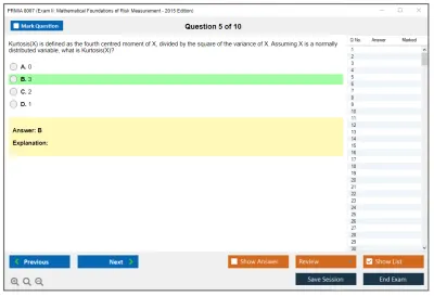 PRMIA 8007 Exam II: Mathematical Foundations of Risk Measurement - 2015 Edition Practice test exam simulator test engine exam Prep practice test questions answers Image 5