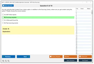 SAP C_ARSOR_2202 SAP Certified Application Associate - SAP Ariba Sourcing Practice test exam simulator test engine exam Prep practice test questions answers Image 9
