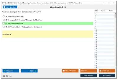 SAP C_TADM55_74 SAP Certified Technology Associate - System Administration (SAP HANA as a database) with SAP NetWeaver 7.4 Practice test exam simulator test engine exam Prep practice test questions answers Image 6