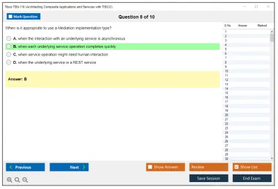 Tibco TB0-118 Architecting Composite Applications and Services with TIBCO Practice test exam simulator test engine exam Prep practice test questions answers Image 8