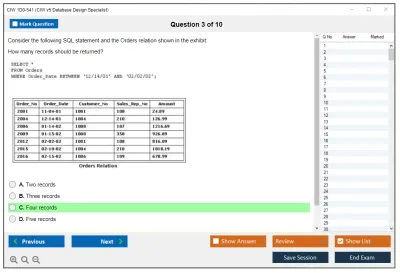 CIW 1D0-541 CIW v5 Database Design Specialist Practice test exam simulator test engine exam Prep practice test questions answers Image 3