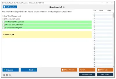 SAP C_FSUTIL_60 SAP Certified Associate - Utilities with SAP ERP 6.0 Practice test exam simulator test engine exam Prep practice test questions answers Image 4