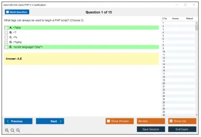 Zend 200-530 Zend PHP 5.3 Certification Practice test exam simulator test engine exam Prep practice test questions answers Image 1