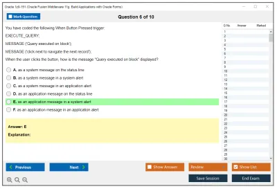 Oracle 1z0-151 Oracle Fusion Middleware 11g: Build Applications with Oracle Forms Practice test exam simulator test engine exam Prep practice test questions answers Image 6