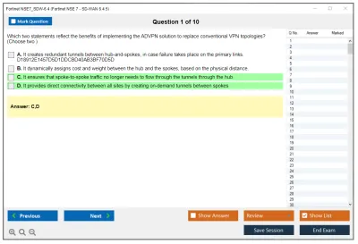 Fortinet NSE7_SDW-6.4 Fortinet NSE 7 - SD-WAN 6.4.5 Practice test exam simulator test engine exam Prep practice test questions answers Image 1
