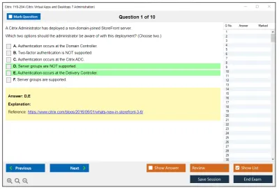 Citrix 1Y0-204 Citrix Virtual Apps and Desktops 7 Administration exam Practice test exam simulator test engine exam Prep practice test questions answers Image 1