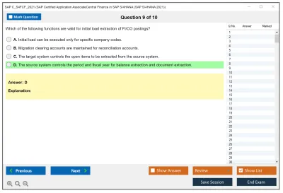 SAP C_S4FCF_2021 SAP Certified Application AssociateCentral Finance in SAP S/4HANA (SAP S/4HANA 2021) Practice test exam simulator test engine exam Prep practice test questions answers Image 9