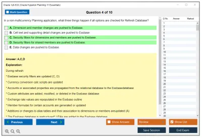 Oracle 1z0-533 Oracle Hyperion Planning 11 Essentials Practice test exam simulator test engine exam Prep practice test questions answers Image 4