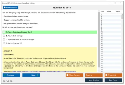 Microsoft DP-201 Designing an Azure Data Solution Practice test exam simulator test engine exam Prep practice test questions answers Image 10