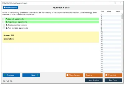 NACVA CVA Certified Valuation Analyst Practice test exam simulator test engine exam Prep practice test questions answers Image 4