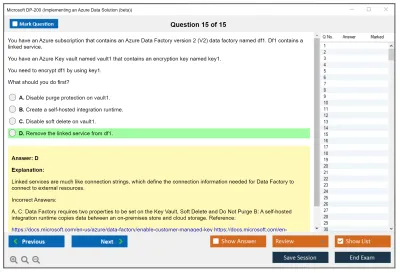 Microsoft DP-200 Implementing an Azure Data Solution  Practice test exam simulator test engine exam Prep practice test questions answers Image 15