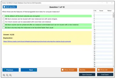 Oracle 1z0-998-20 Oracle Database Cloud Service 2020 Specialist Practice test exam simulator test engine exam Prep practice test questions answers Image 1