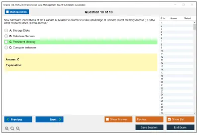 Oracle 1z0-1105-22 Oracle Cloud Data Management 2022 Foundations Associate Practice test exam simulator test engine exam Prep practice test questions answers Image 10