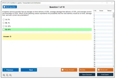 APICS CLTD Certified in Logistics, Transportation and Distribution Practice test exam simulator test engine exam Prep practice test questions answers Image 1