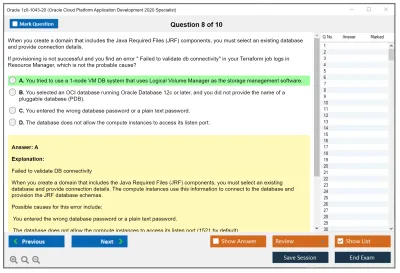 Oracle 1z0-1043-20 Oracle Cloud Platform Application Development 2020 Specialist Practice test exam simulator test engine exam Prep practice test questions answers Image 8