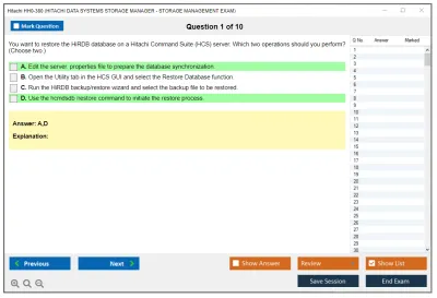 Hitachi HH0-380 HITACHI DATA SYSTEMS STORAGE MANAGER - STORAGE MANAGEMENT EXAM Practice test exam simulator test engine exam Prep practice test questions answers Image 1