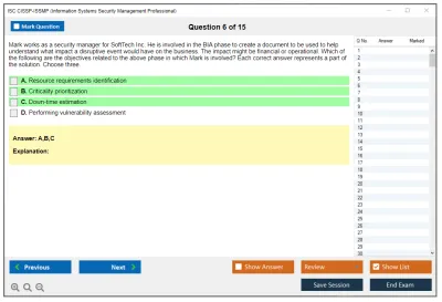ISC2 CISSP-ISSMP Information Systems Security Management Professional Practice test exam simulator test engine exam Prep practice test questions answers Image 6