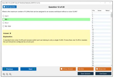 Cisco 300-115 CCNP Cisco IP Switched Networks (SWITCH v2.0) Practice test exam simulator test engine exam Prep practice test questions answers Image 12