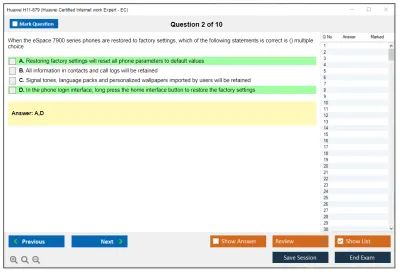 Huawei H11-879 Huawei Certified Internet work Expert - EC Practice test exam simulator test engine exam Prep practice test questions answers Image 2